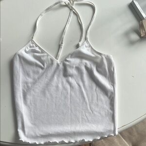 White Ribbed Women's Top